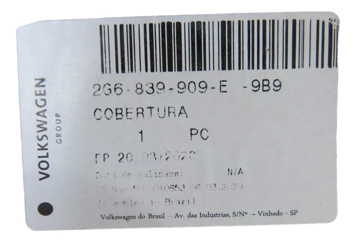 Guia Vidro Porta Traseira Lado Esquerdo Polo 2018/2021 Original Volkswagen 2G6839909E