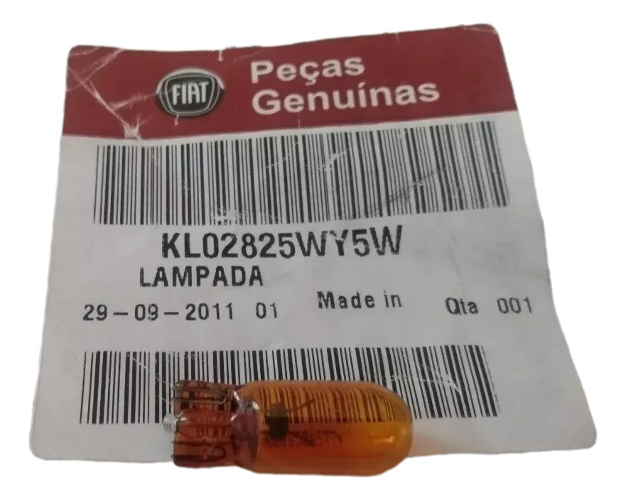 Lâmpada Pingo Amarela Farol Dianteiro Fiat 500 2010/2018 Original Fiat KL02825WY5W