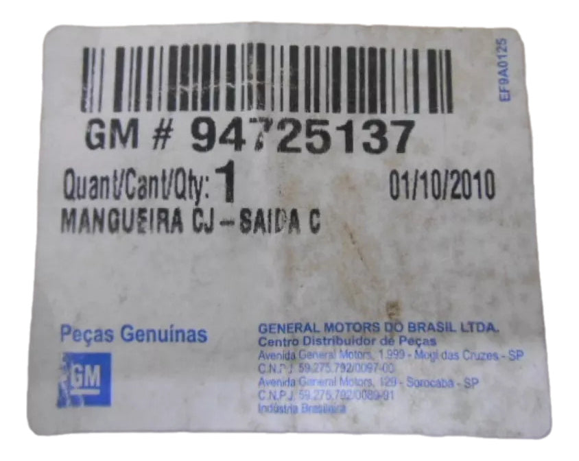 Mangueira Caixa Direção Hidráulica Astra 99/11 Zafira 01/11 Original GM 94725137