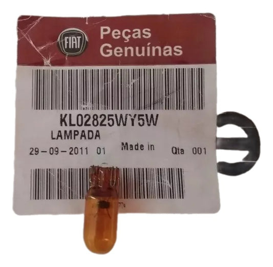 Lâmpada Pingo Amarela Farol Dianteiro Fiat 500 2010/2018 Original Fiat KL02825WY5W