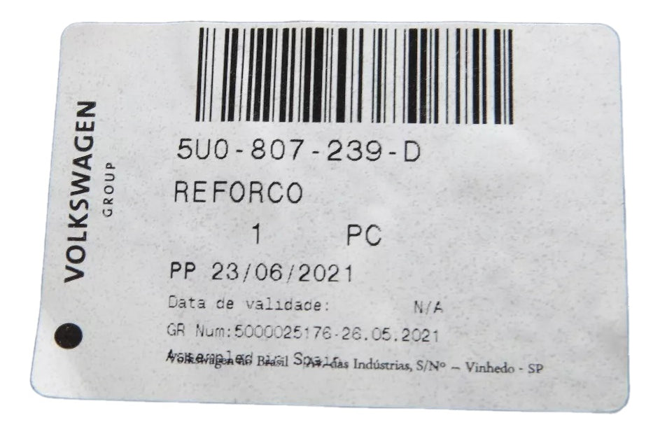 Espuma Reforço Parachoque Dianteiro Lado Esquerdo Gol Saveiro Voyage Original Volkswagen 5U0807239D