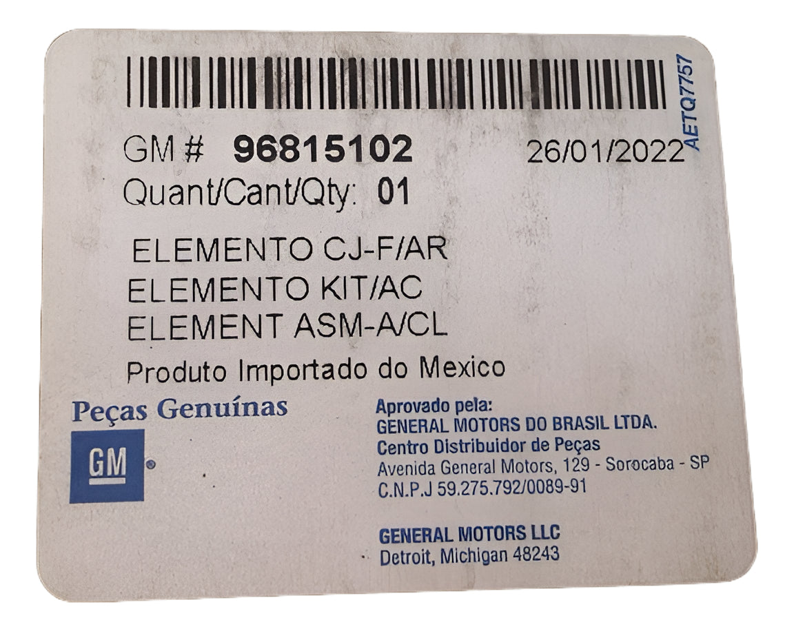 Filtro de Ar Captiva 2008/2017 Original GM 96815102