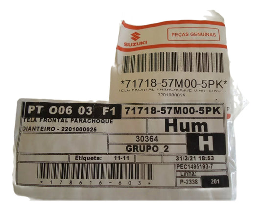 Grade Parachoque Dianteiro Suzuki Jimny 2013/2016 Original 7171857M005PK