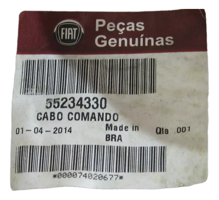 Cabo Seletor Marcha Câmbio Bravo 2011/2016 Original Fiat 55234330