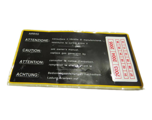 Etiqueta Advertência Airbag Alfa Romeo Original 12857080