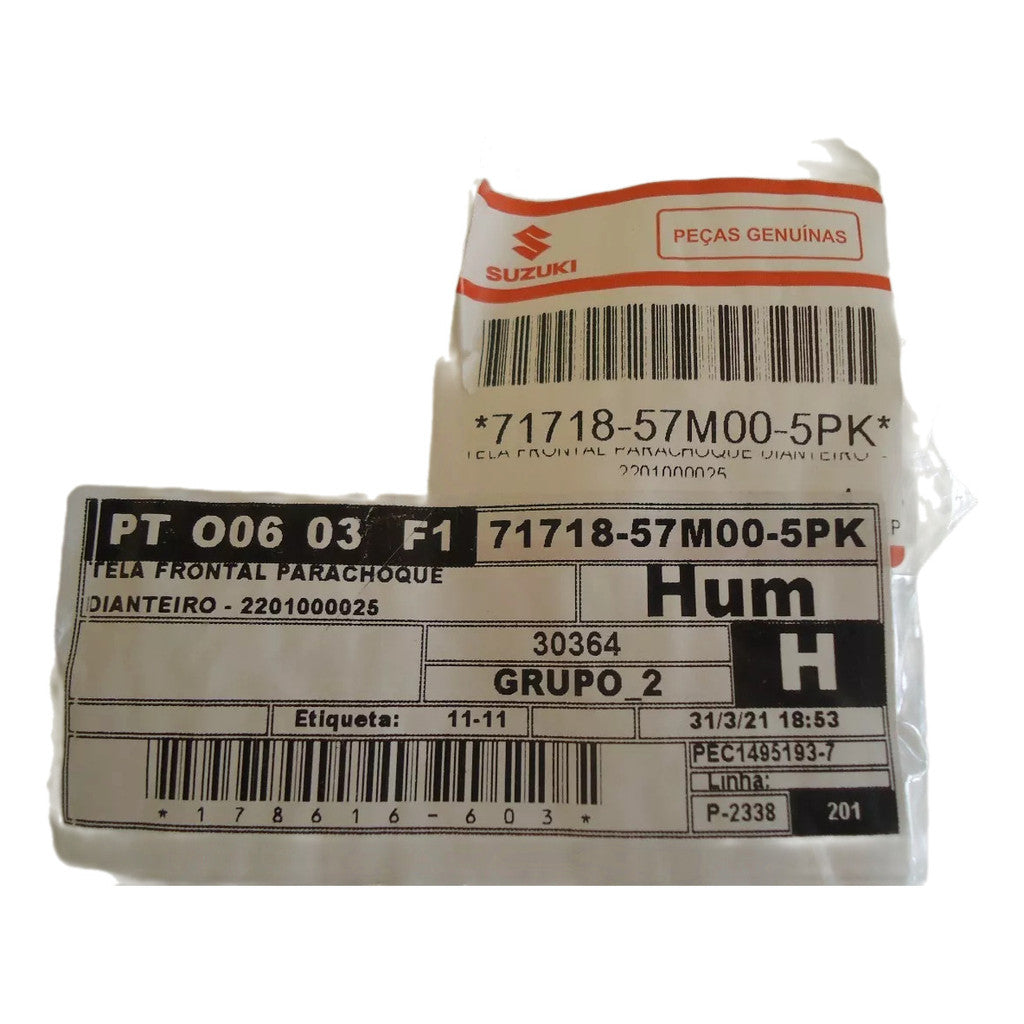 Grade Parachoque Dianteiro Suzuki Jimny 2013 a 2016 Original 7171857M005PK