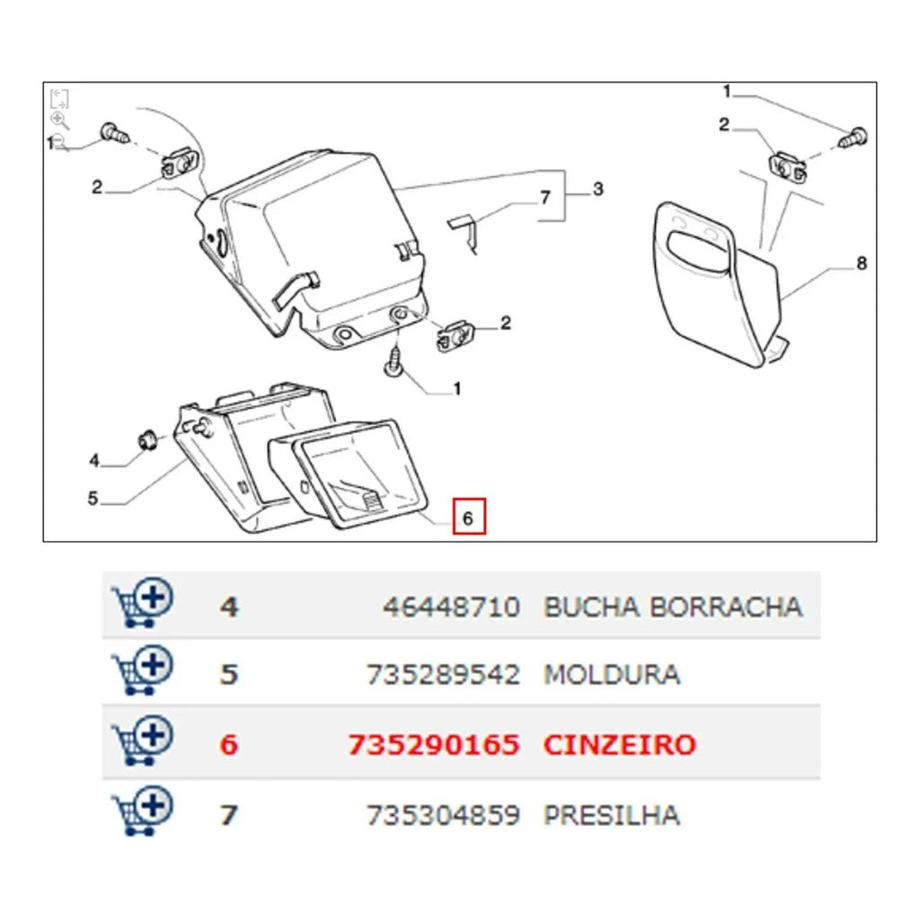 Cinzeiro Porta Moeda Painel Fiat Siena 2007 Original 735290165