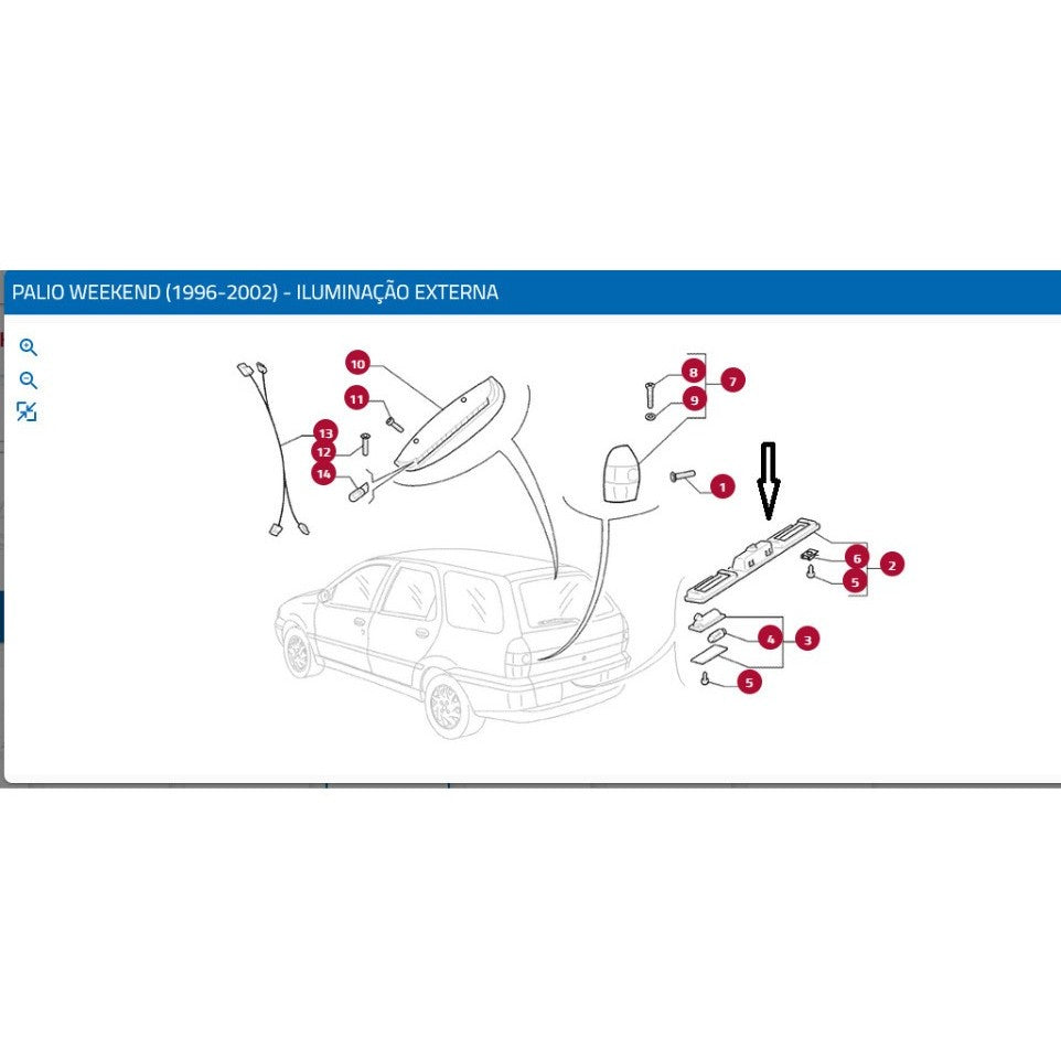 Moldura Maçaneta Tampa Porta Malas Fiat Palio Weekend 96/02 Original 716734808