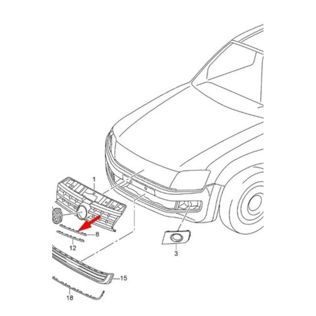 Friso Grade Preto Superior Esquerdo – Volkswagen Amarok