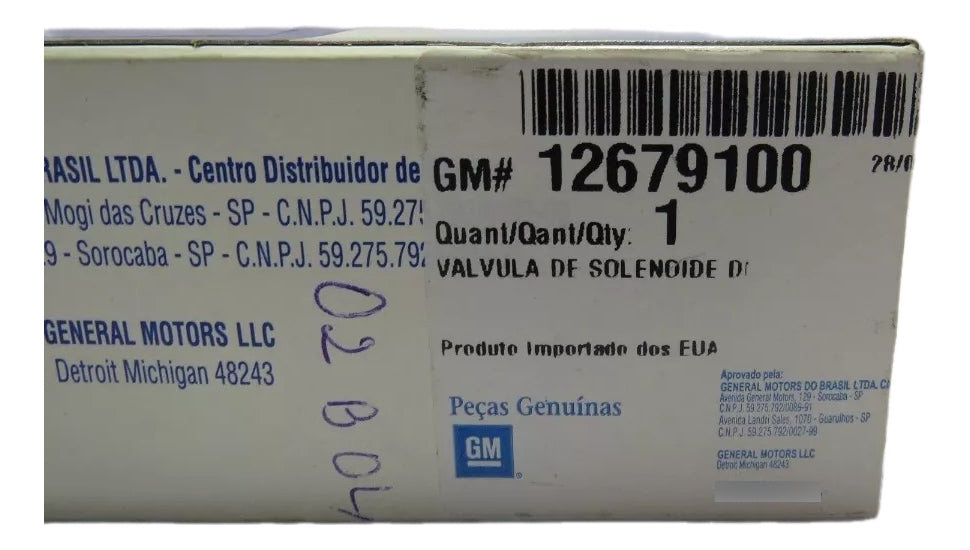 Válvula Solenoide Tracker 2.4 2011/2017 Malibu 2.4 2010/2013 Original GM 12679100