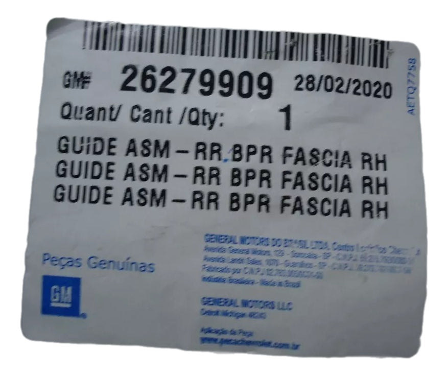Guia Parachoque Traseiro Lado Direito Tracker 2021/2022 Original GM 26279909