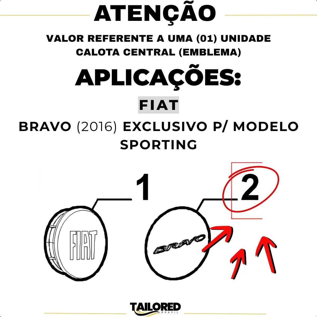 Calota Central Roda Fiat Bravo Sporting 2016 Original Aro 17