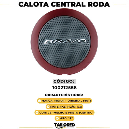 Calota Central Roda Fiat Bravo Sporting 2016 Original Aro 17