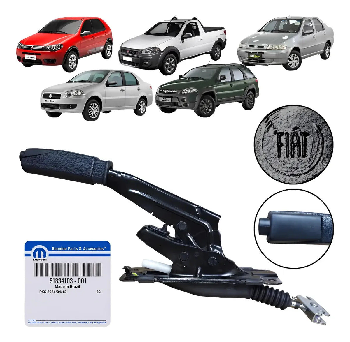 Alavanca Freio Mão Palio Strada Siena Original Mopar Preto