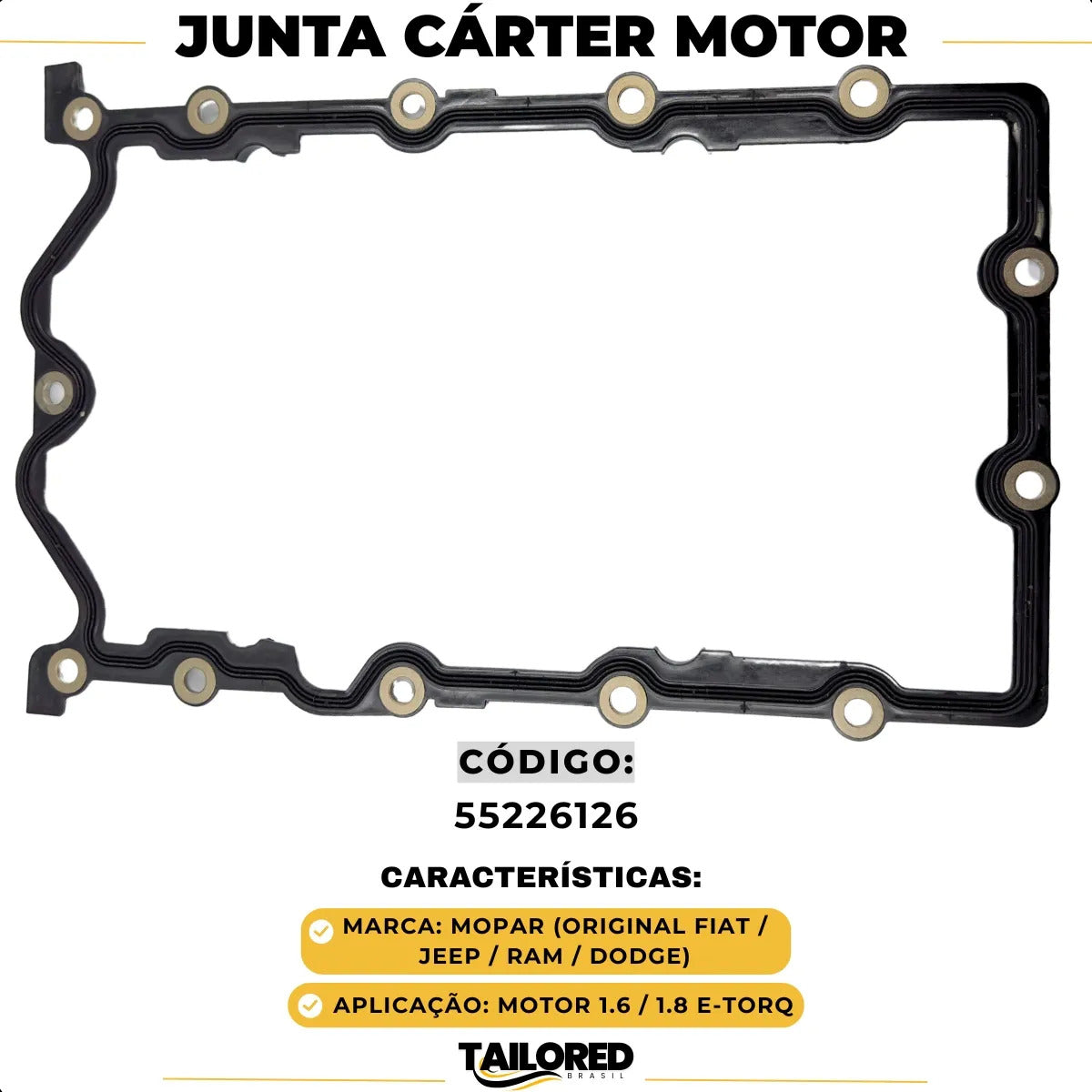 Junta Cárter Motor E-torq 1.6 / 1.8 16v Fiat Jeep Original