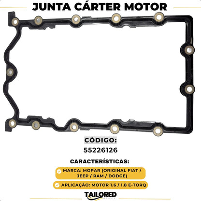 Junta Cárter Motor E-torq 1.6 / 1.8 16v Fiat Jeep Original