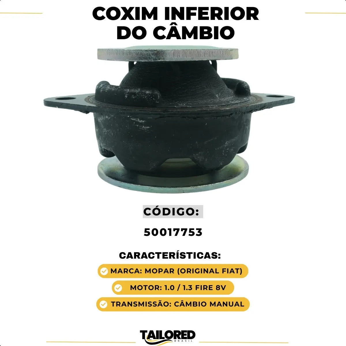 Coxim Inferior Do Câmbio Uno Fiorino Fire 1.0 / 1.3 Original