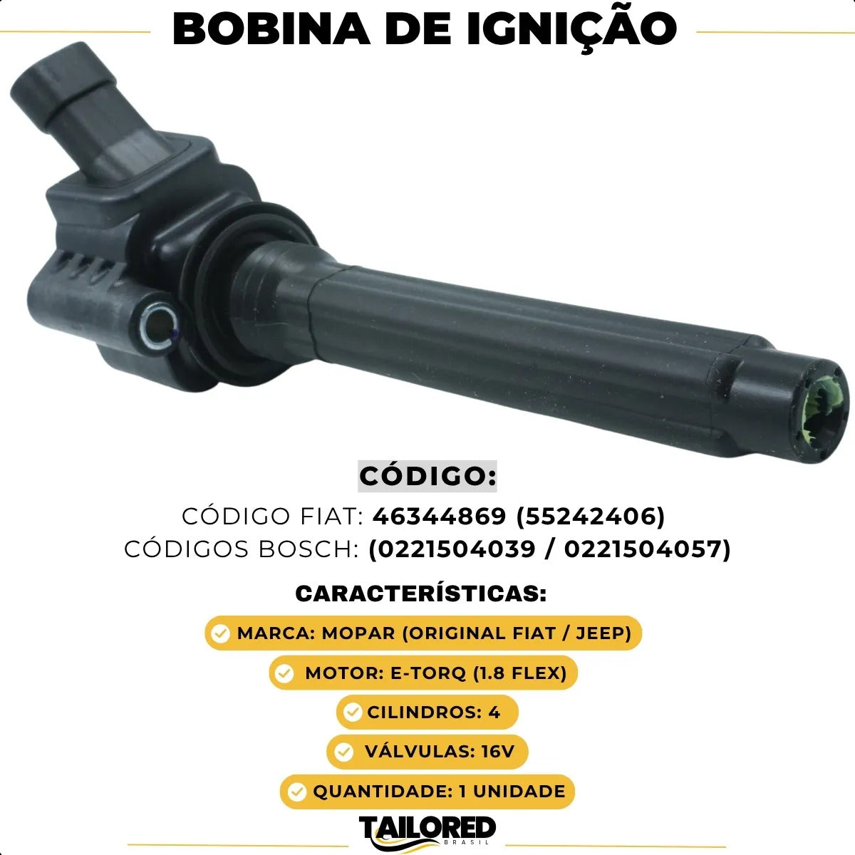 Bobina De Ignição Toro Renegade 1.8 Etorq Original Fiat Jeep