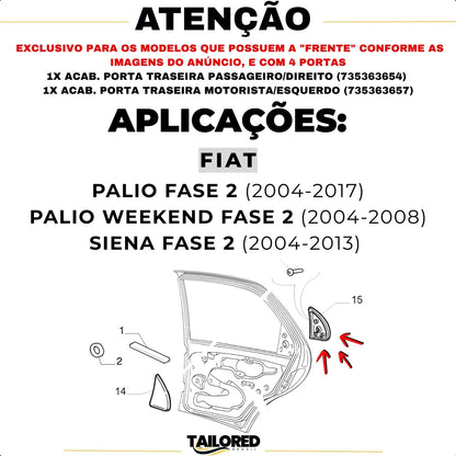 Par Acabamento Porta Traseira Fiat Palio Siena 4p Original