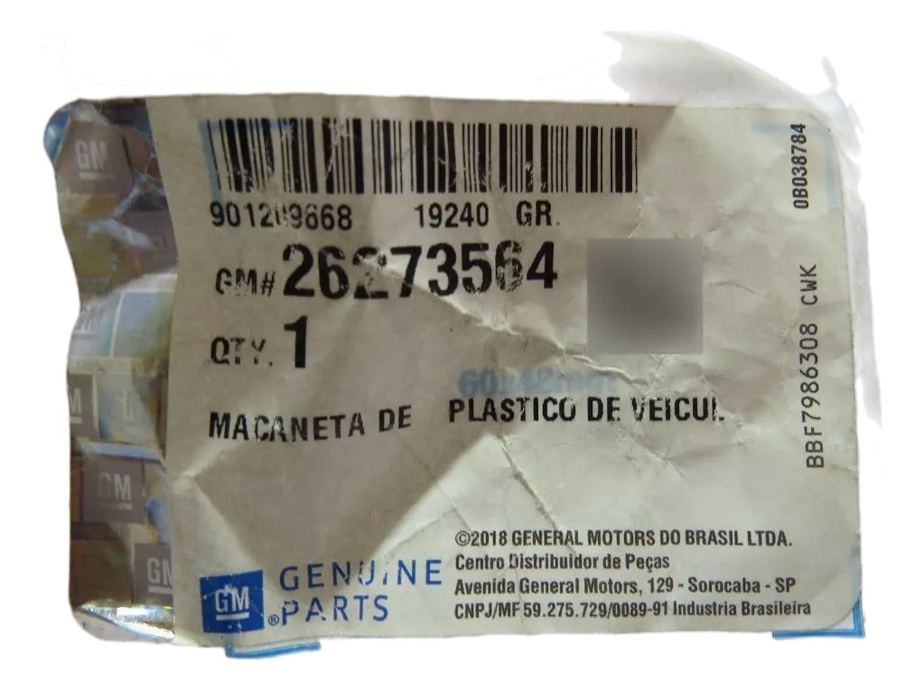 Maçaneta Externa Porta Dianteira Esquerda Onix 19/20 Tracker 21/22 Original GM 26273564