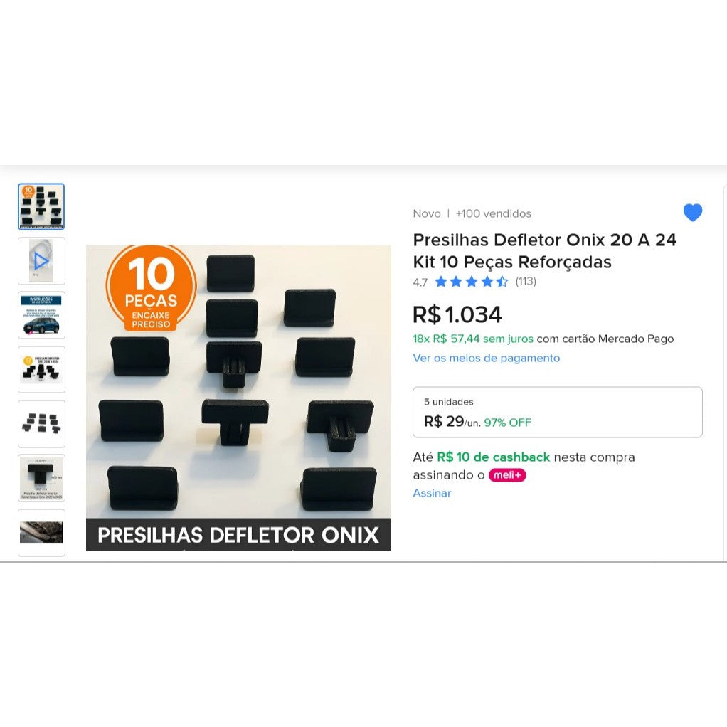 Grampo Presilha Defletor Peças Reforçadas – Chevrolet Onix
