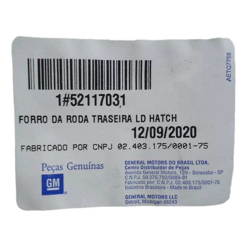 Parabarro Traseiro Lado Direito Passageiro Onix 2012 a 2018 Original Gm 52117031