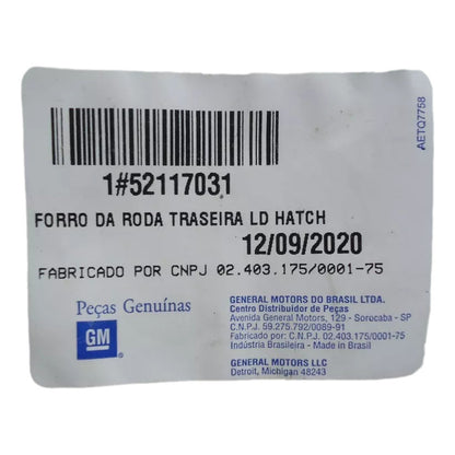 Parabarro Traseiro Lado Direito Passageiro Onix 2012 a 2018 Original Gm 52117031
