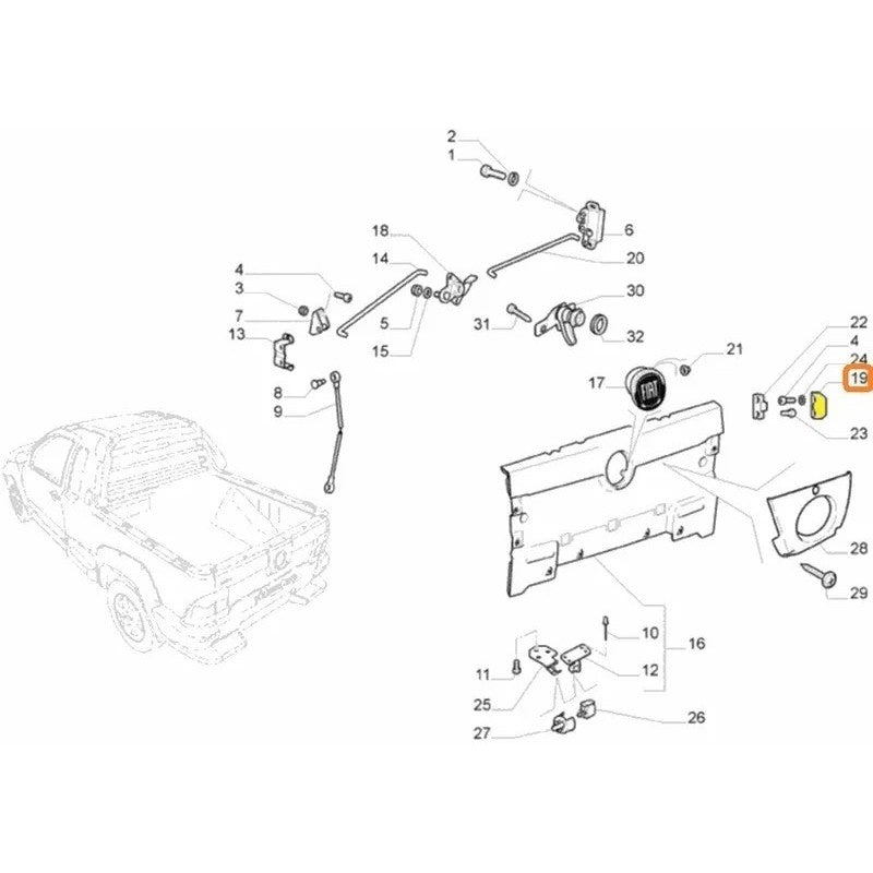 Batente Porta Malas Fiat Strada 2004 a 2020 Novo Original 51721543