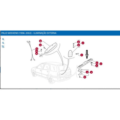 Moldura Maçaneta Tampa Porta Malas Fiat Palio Weekend 96/02 Original 716734808