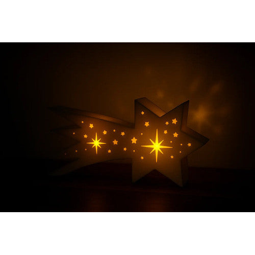 Castiçal Decorativo Estrela Cadente Abs Luminária Vela Led
