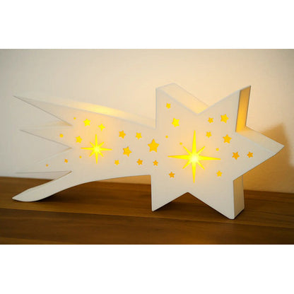 Castiçal Decorativo Estrela Cadente Abs Luminária Vela Led