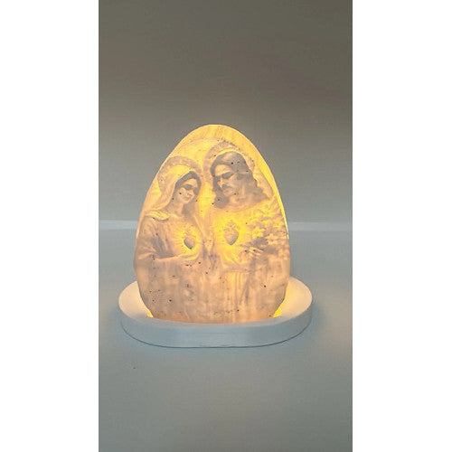 Luminária Sagrado Coração de Jesus e Maria 3d Led Luz Quente