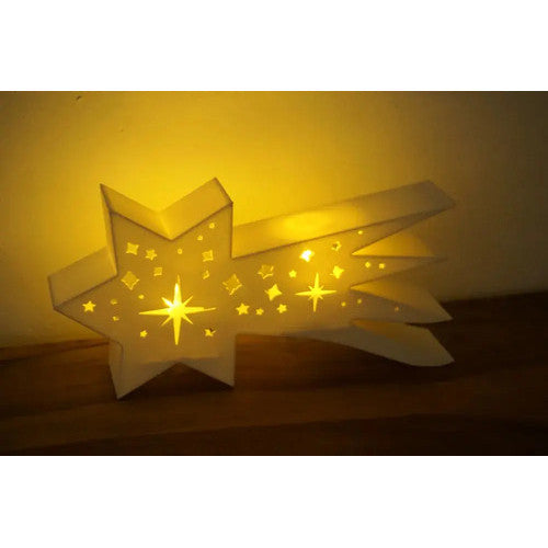 Castiçal Decorativo Estrela Cadente Abs Luminária Vela Led