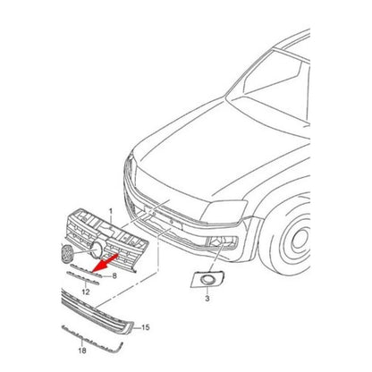 Friso Grade Preto Superior Esquerdo VW Amarok 2013/ Original 2hh853763a