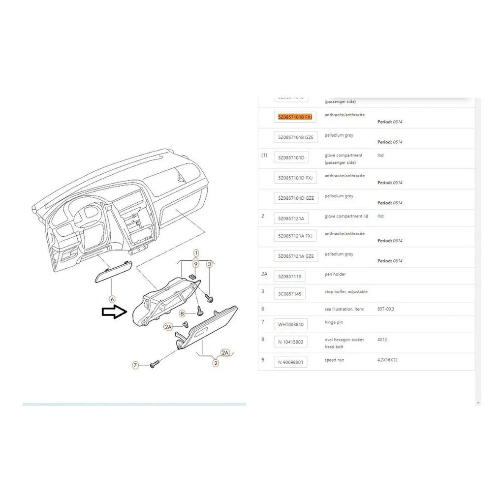 Caixa Porta Luvas Sem Tampa VW Fox 2014 a 2016 Original 5z0857101bfxj