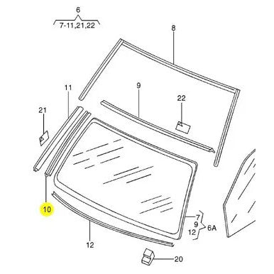 Borracha Moldura Lateral Direita Para-brisa VW Saveiro 2000 a 2002 G2