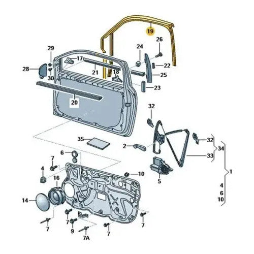 Canaleta Vidro Porta Dianteiro Lado Direito VW Polo 2013 a 2015 6q4837432k5ap