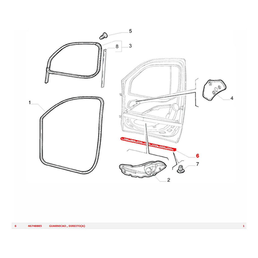Borracha Inferior Porta Dianteira Direita Doblò – Fiat Doblo