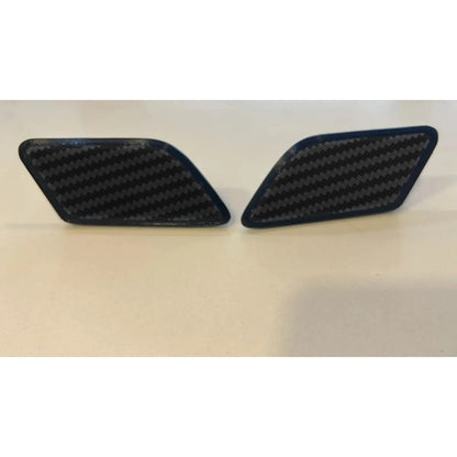 Par Tampa Esguicho Lavador Farol Ford Focus 2005 a 2010 Textura Fibra de Carbono Para-choque PETG Preto