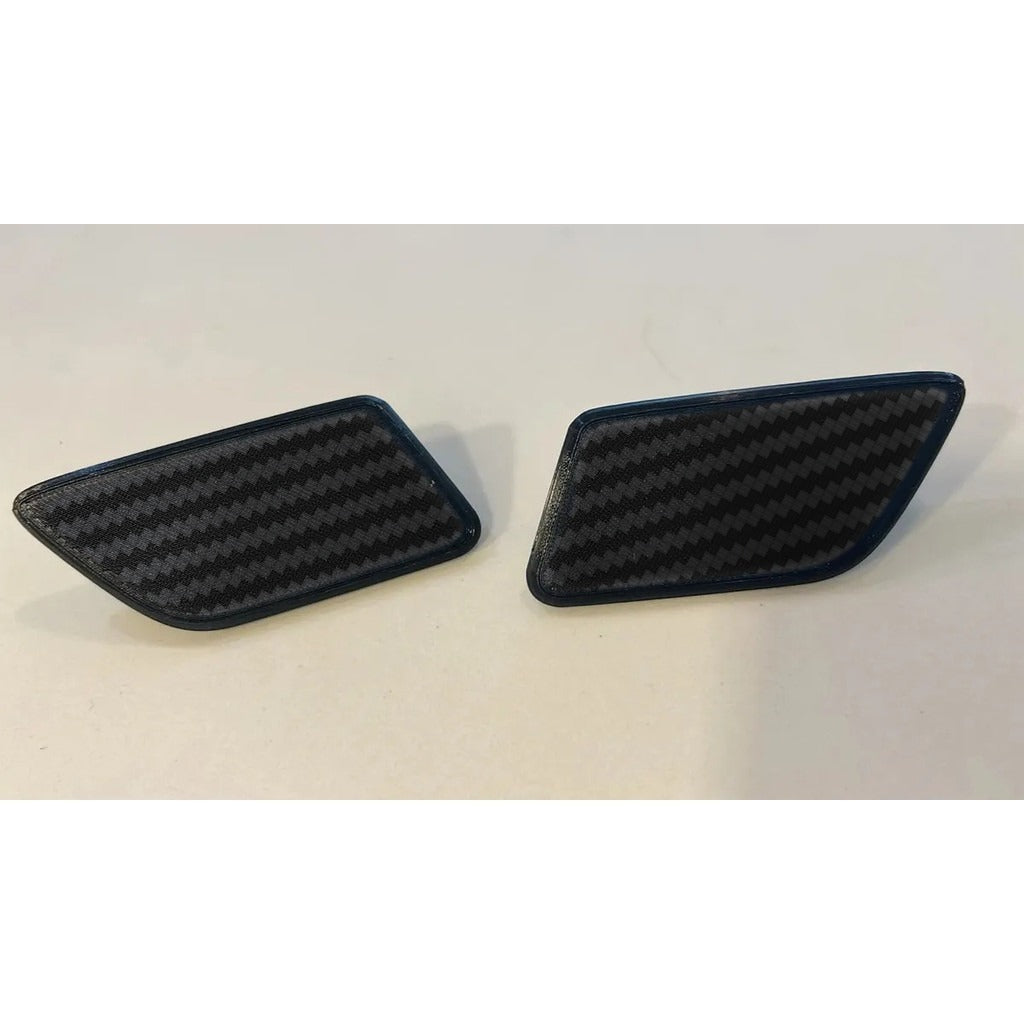 Par Tampa Esguicho Lavador Farol Ford Focus 2005 a 2010 Textura Fibra de Carbono Para-choque PETG Preto